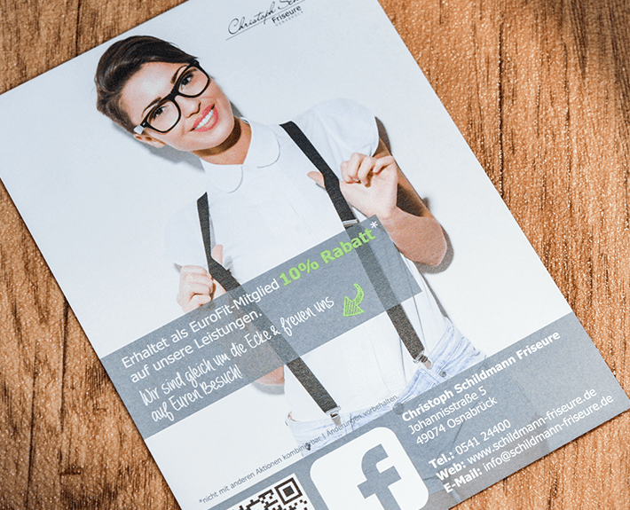 Flyer Flyergestaltung Osnabrück Schildmann Friseure Kooperation Eurofit