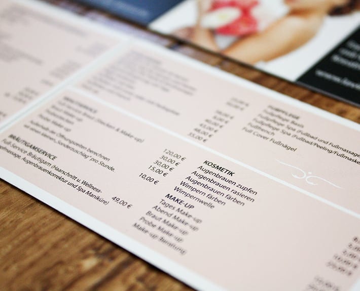 Preiskarte Flyergestaltung Osnabrück La Villa