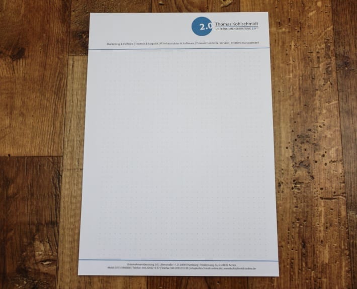 Schreibblock Gestaltung Osnabrück Unternehmensberatung 2.0