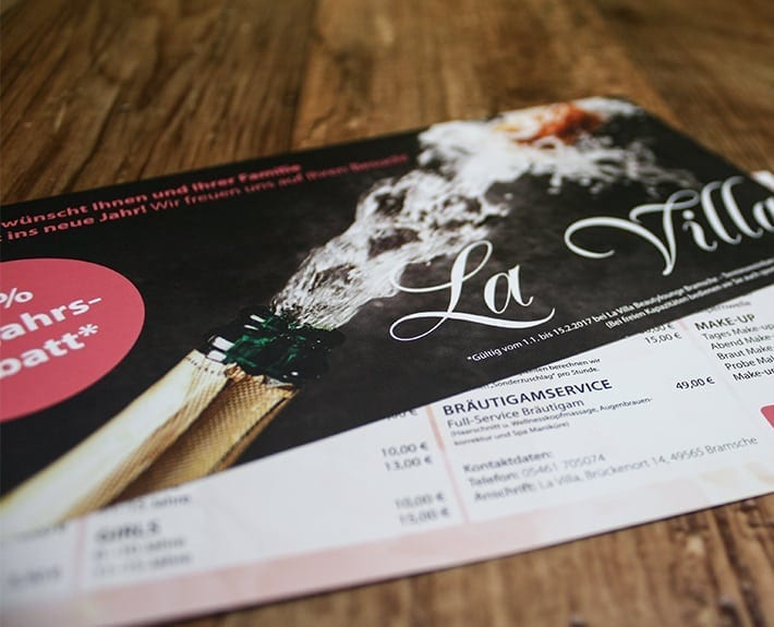 Preisliste Flyergestaltung Osnabrück La Villa