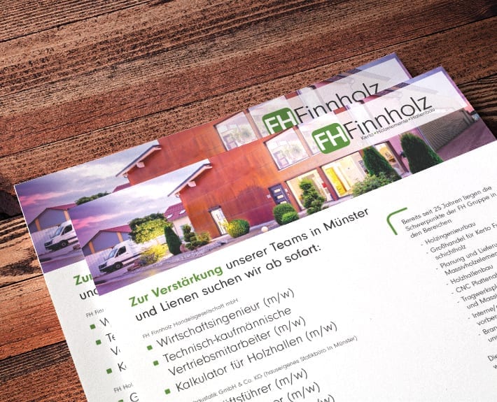 Flyer Stellenanzeige Finnholz