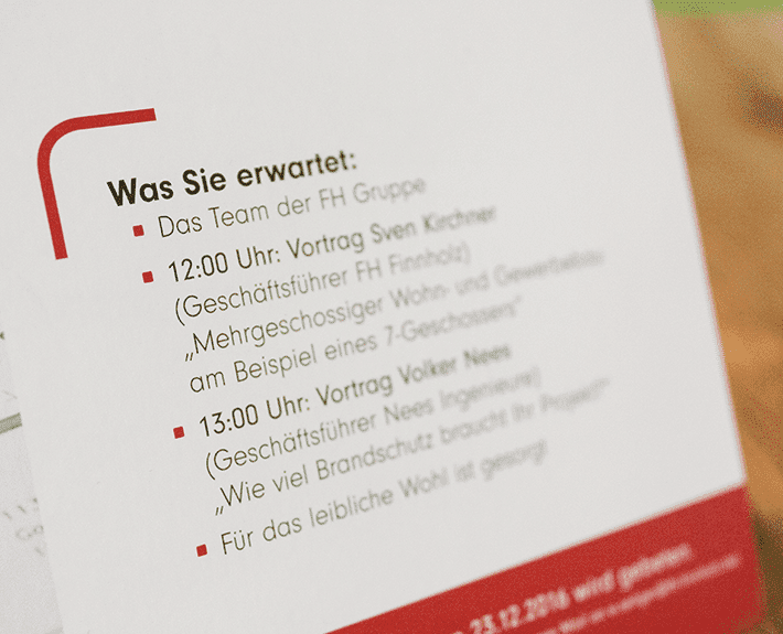 Büroeinladung Flyer Osnabrück FH Finnholz
