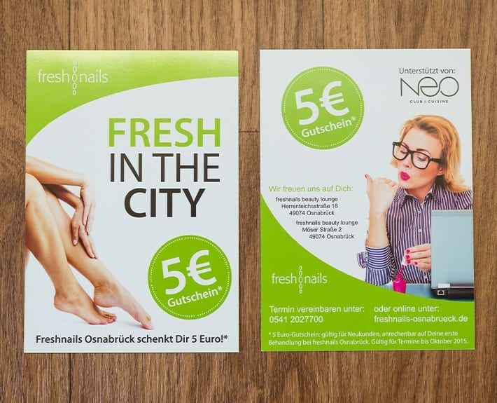 Flyergestaltung Freshnails Kooperation NEO Osnabrück