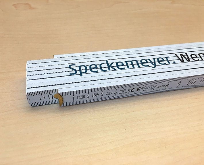 Zollstock Give-Away Speckemeyer Gestaltung Osnabrück