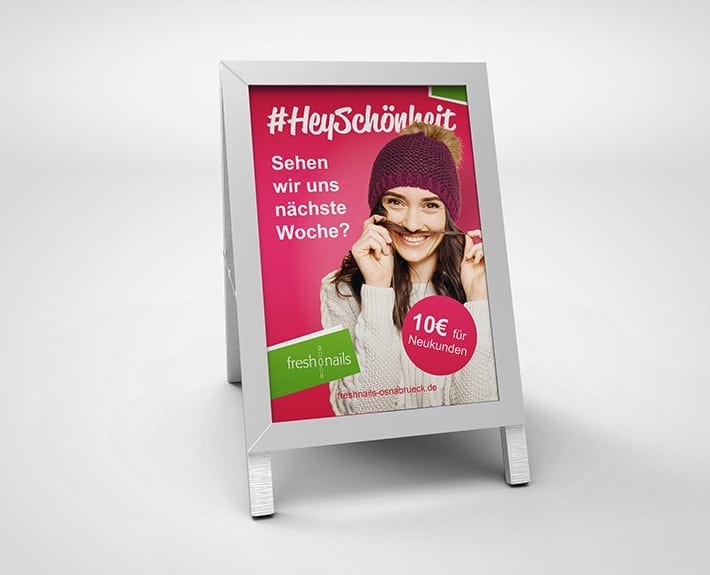 Kundenstopper Plakatwerbung Außenwerbung Plakatwand Freshnails Osnabrück