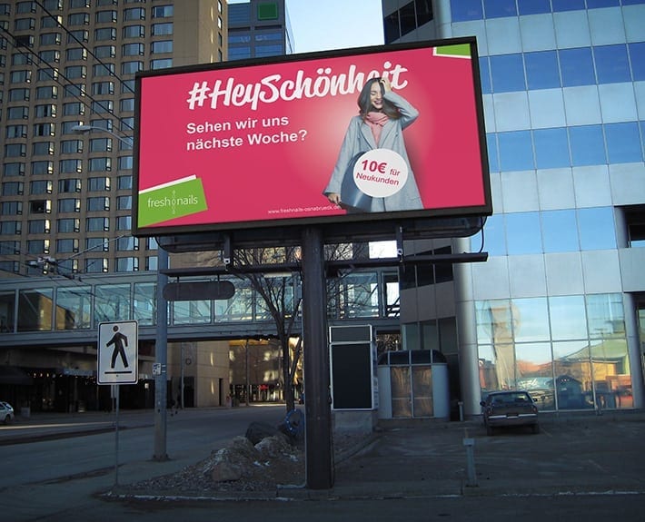 Plakatwand Plakatwerbung Außenwerbung Freshnails Osnabrück