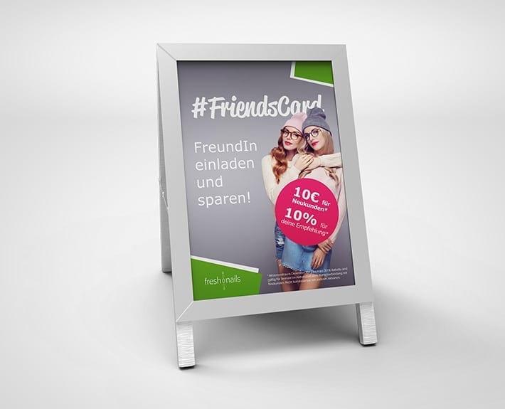 Kundenstopper Plakatwerbung Außenwerbung Freshnails Osnabrück