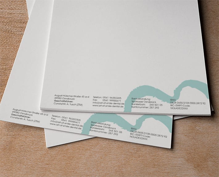 Briefpapier Geschäftsausstattung art of smile
