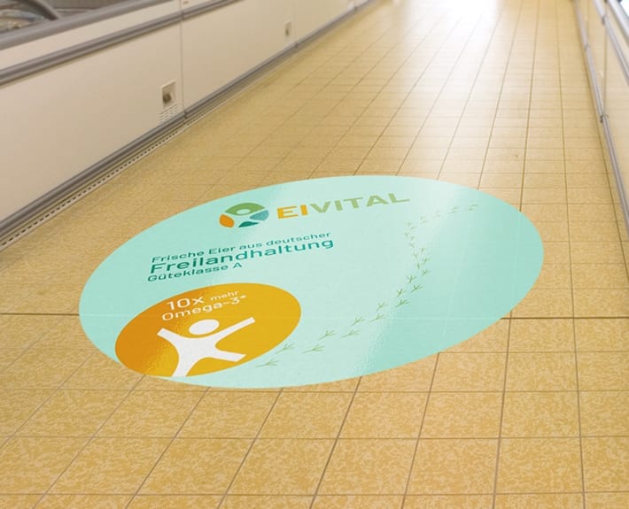 Aufkleber Kundenstopper Boden EiVita