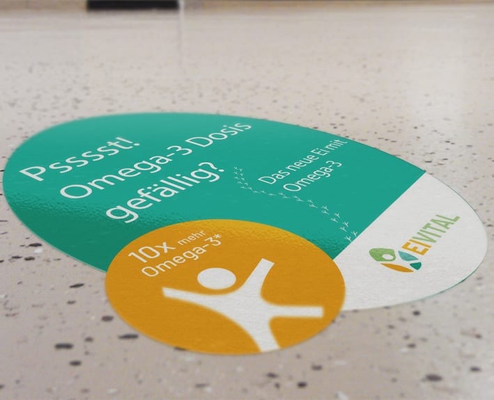 Aufkleber Kundenstopper Boden EiVita