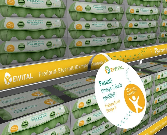 Verpackungsregal Kundenstopper Button EiVita