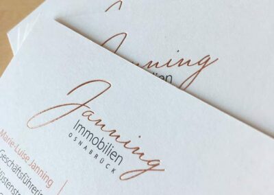 Visitenkarten „Janning Immobilien“
