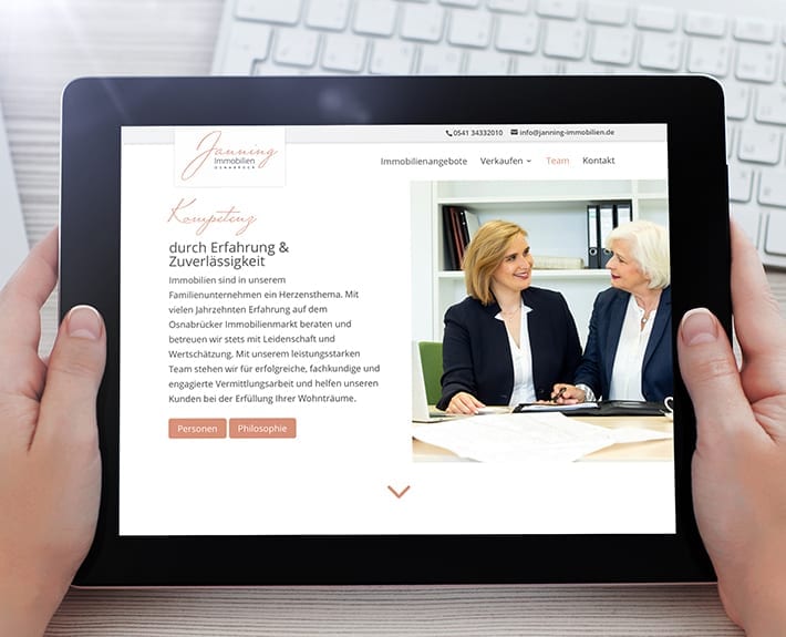 Responsive Design Tablet Jannning immobilien