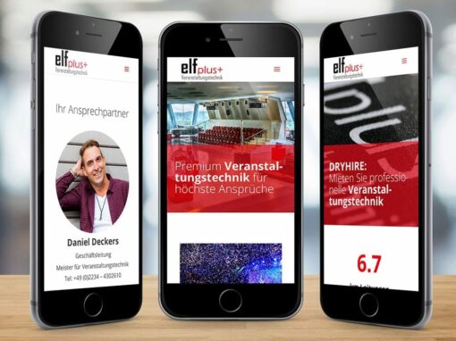 Webseite „elfplus+ Veranstaltungstechnik“