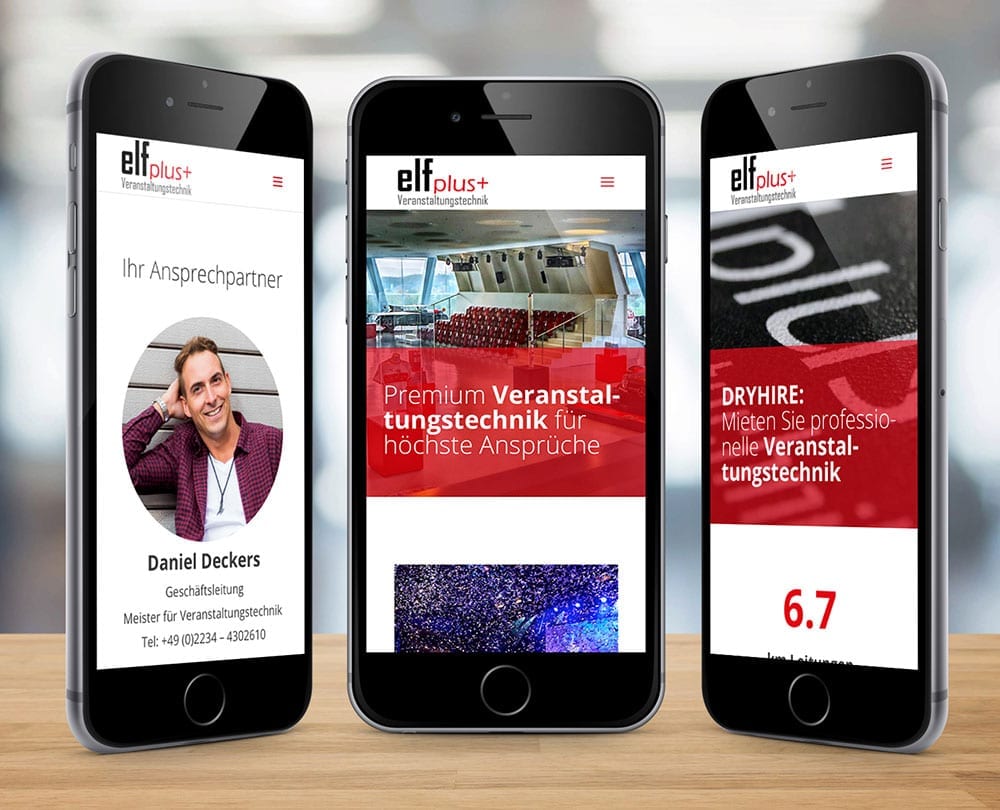 Responsive Design Mobiledesign Veranstaltungstechnik Elfplus Motion Media Webdesign Osnabrück
