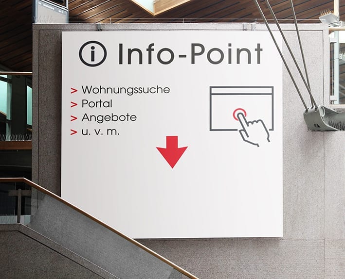 Hinweisschild Touchscreen BGLO Hase Campus Osnabrück