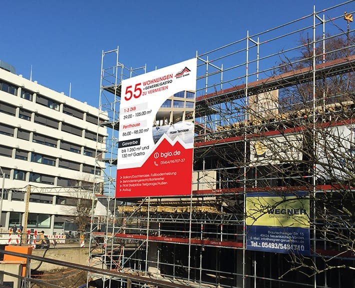 Baugrüst Banner BGLO Hase Campus Neubau Osnabrück