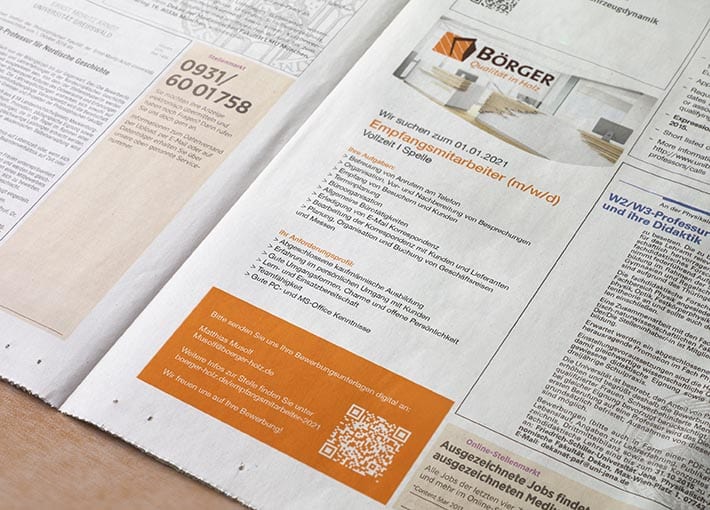 Börger Stellenanzeige Zeitung
